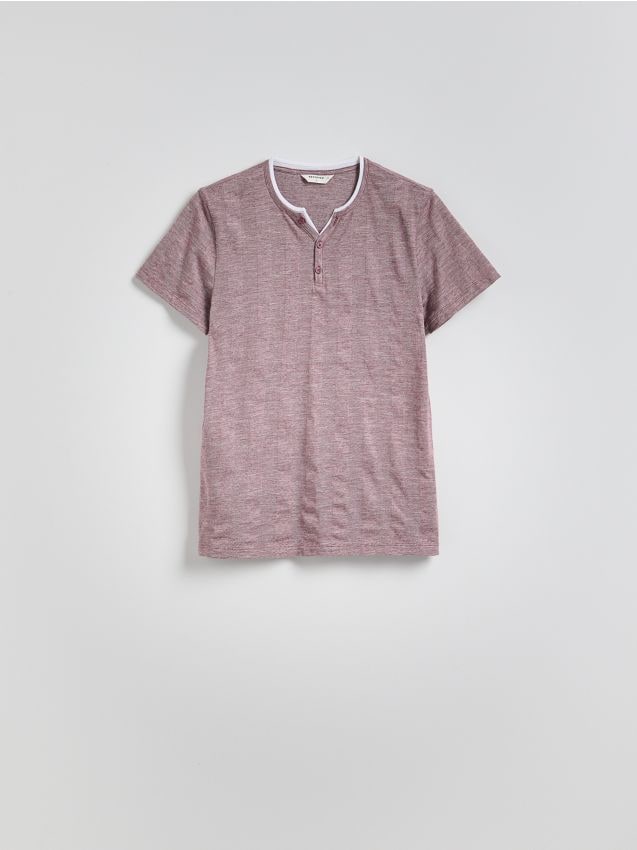 Reserved - Tricou henley slim fit - maro