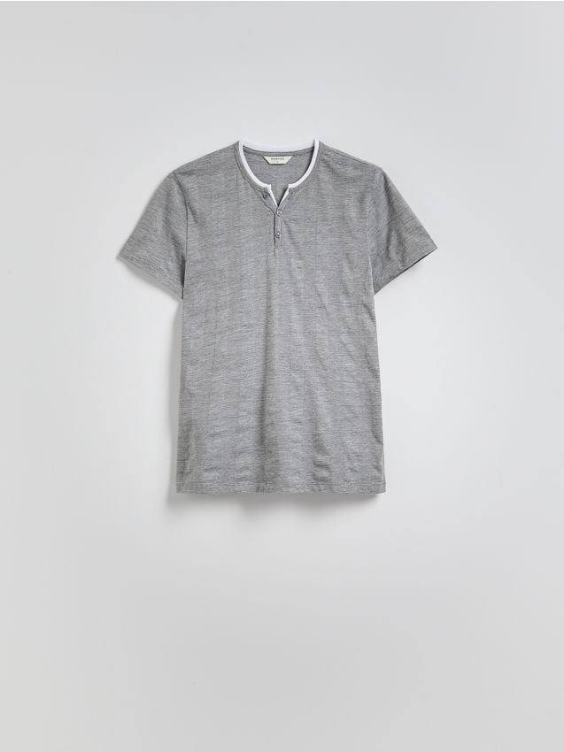 Reserved - Tricou henley slim fit - gri-închis