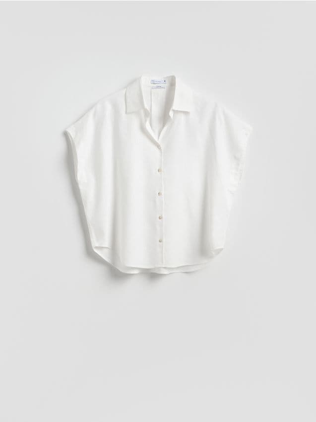 Linen rich shirt with viscose blend - RESERVED