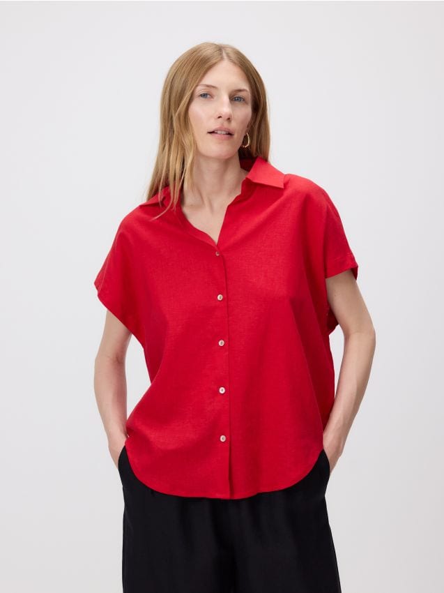 Linen rich shirt with viscose blend - RESERVED