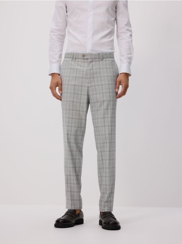 Reserved - Pantaloni de costum cu viscoză adăugată - gri deschis