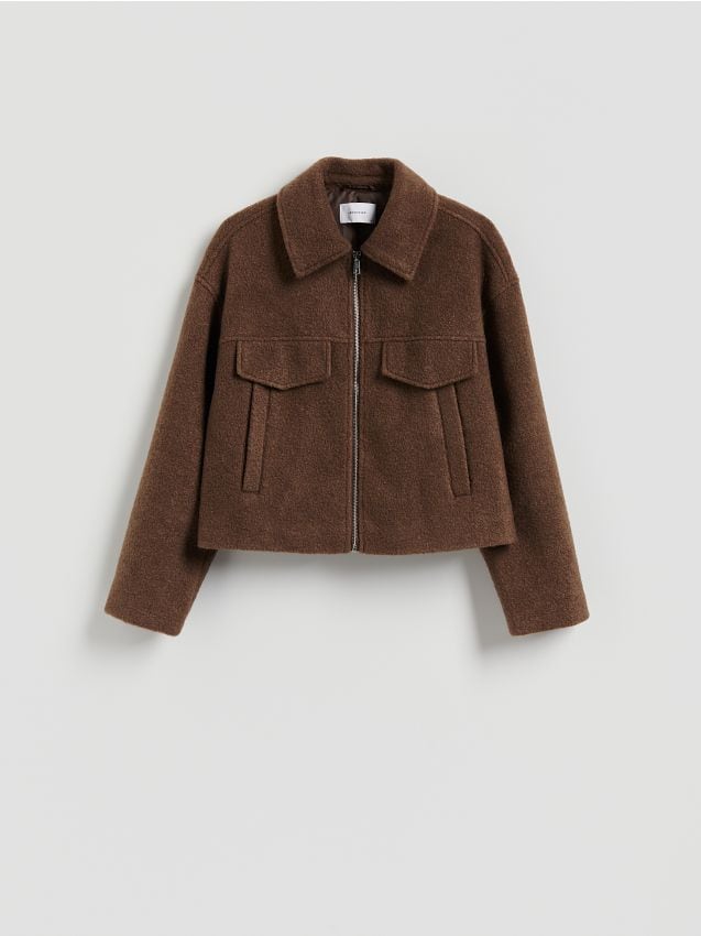 Reserved - LADIES` OUTER JACKET - gri-maroniu