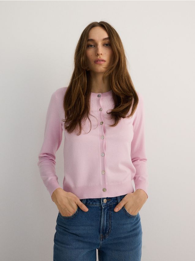 Cardigan med knapper i viskoseblanding - RESERVED