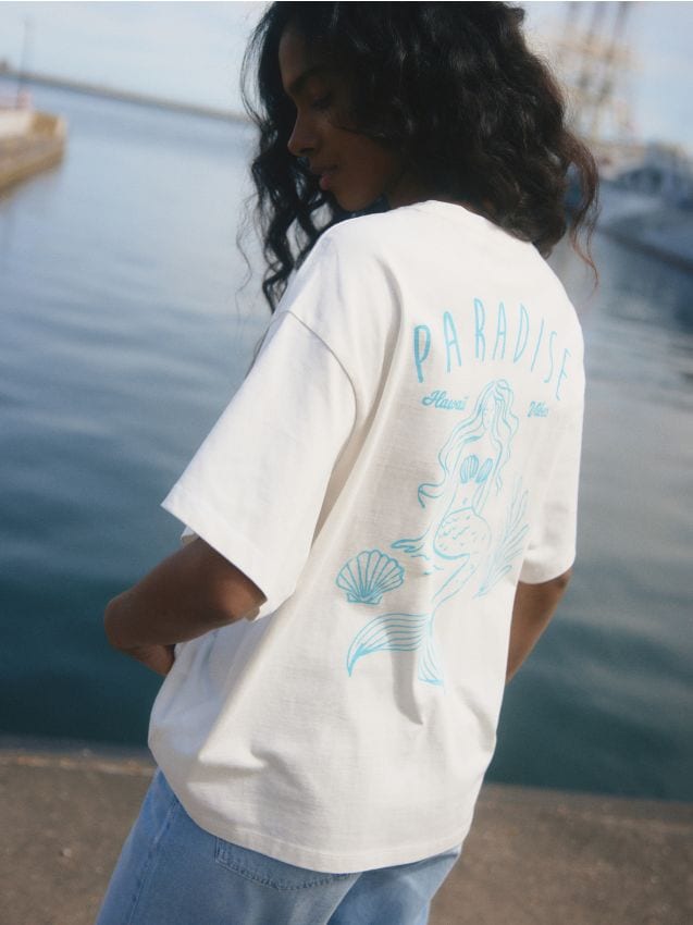 Cotton T-shirt with print - RESERVED