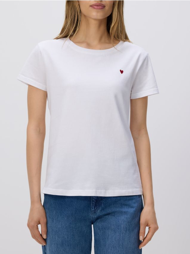 Reserved - Tricou cu broderie discretă - alb Reserved - Tricou cu broderie discretă - alb