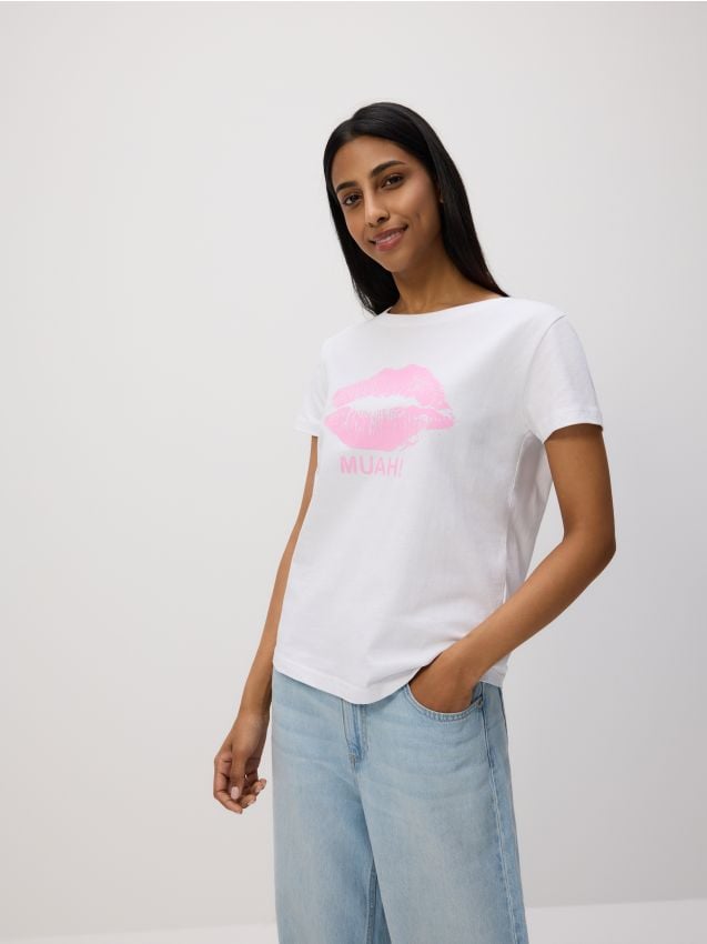 Cotton T-shirt with print - RESERVED