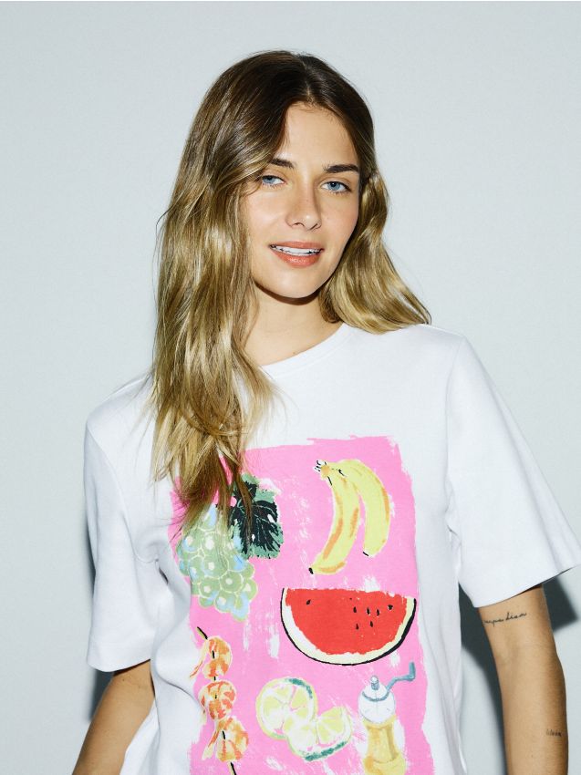 Cotton T-shirt with print - RESERVED