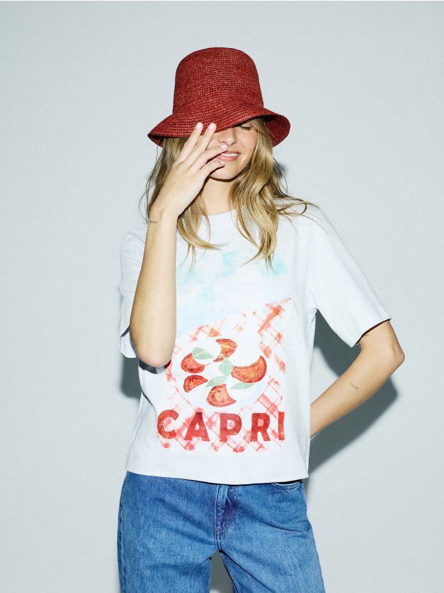 Cotton T-shirt with print - RESERVED