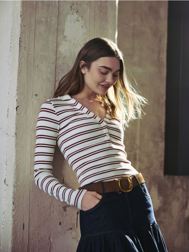 Stripe long sleeve polo shirt - RESERVED