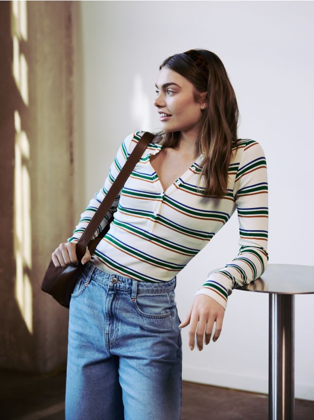 Stripe long sleeve polo shirt - RESERVED