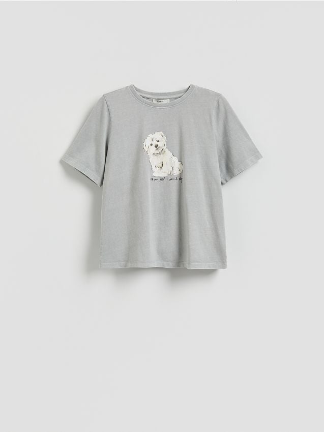 Reserved - Tricou cu imprimeu - gri deschis