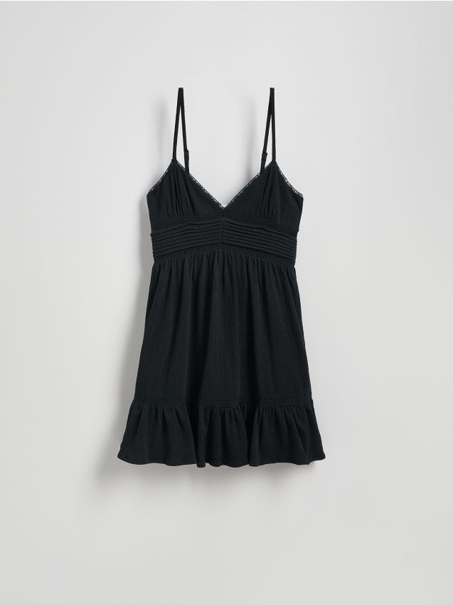 Reserved - Rochie mini cu bretele subțiri - negru Reserved - Rochie mini cu bretele subțiri - negru