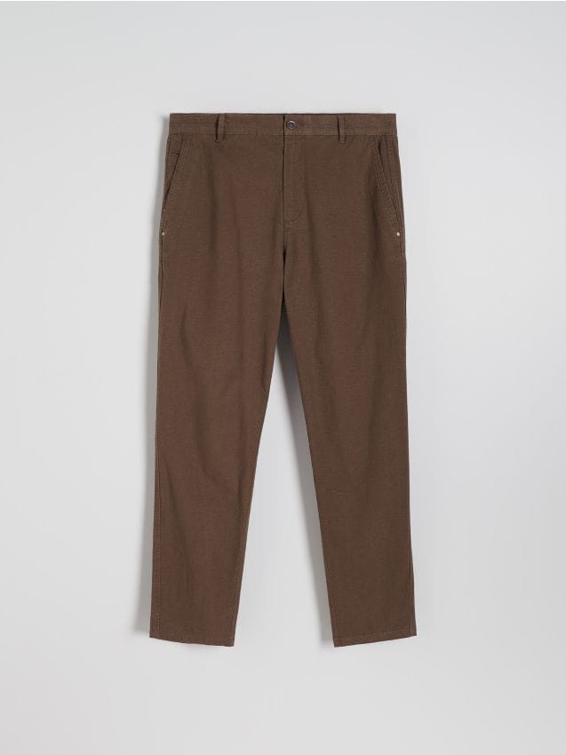 Linen rich chino slim trousers - RESERVED