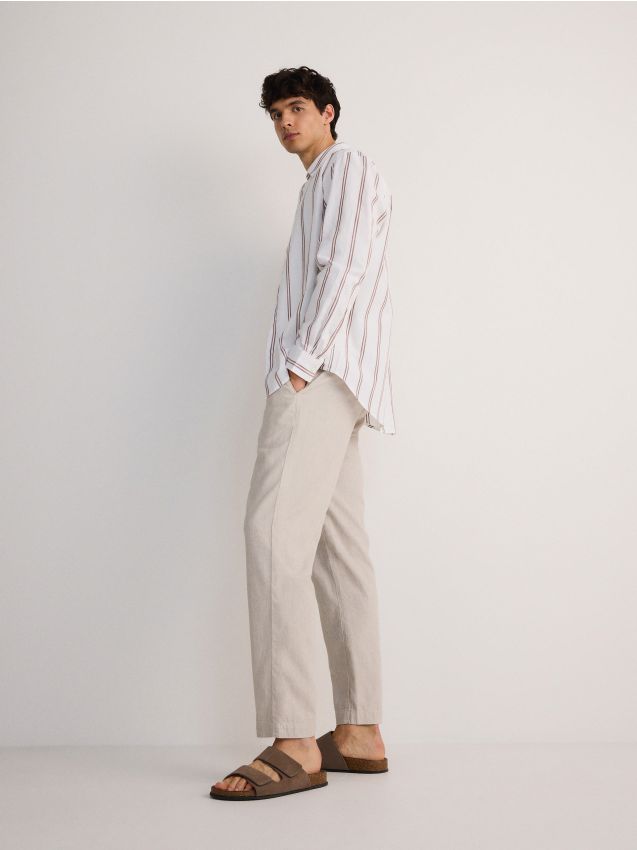 Loose trousers with linen blend - RESERVED