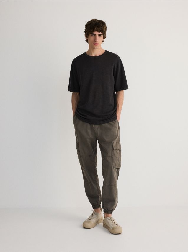Reserved - pantaloni jogger cargo - verde-maroniu