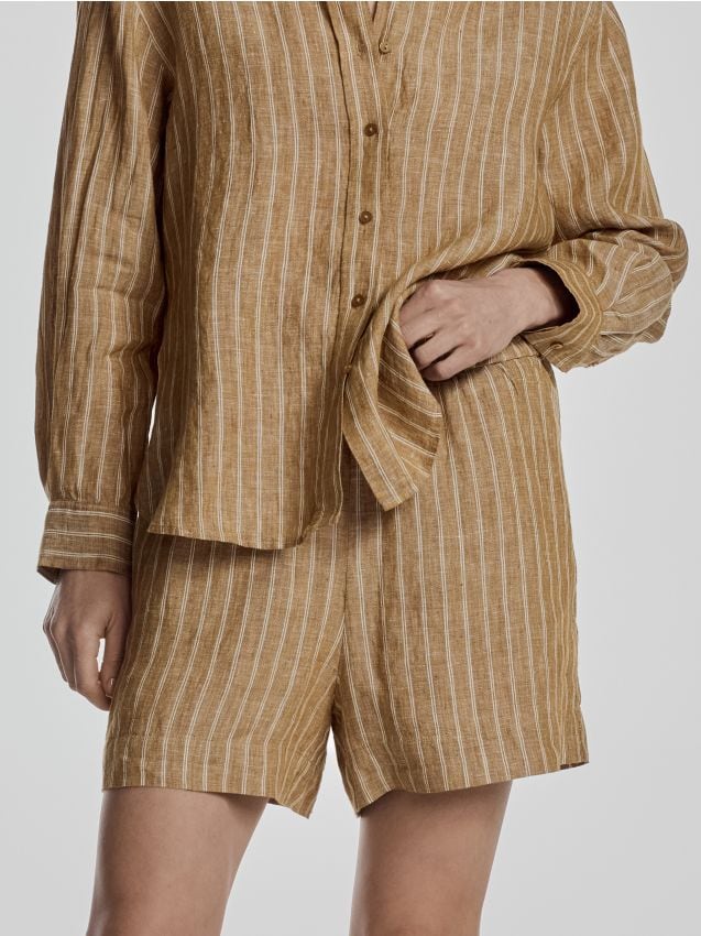 Gestreifte Leinen-Shorts - RESERVED