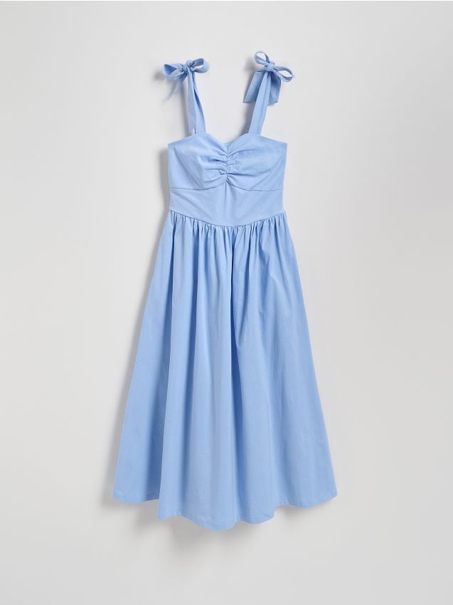 Midi dress with tie waist - RESERVED