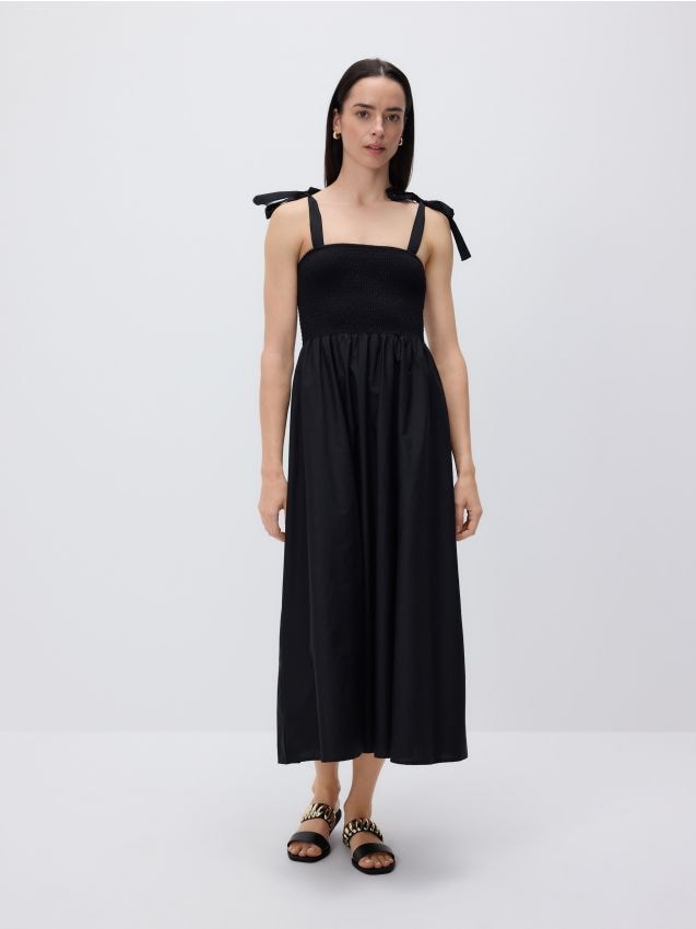 Midi-Kleid mit seitlichen Bindungen - RESERVED