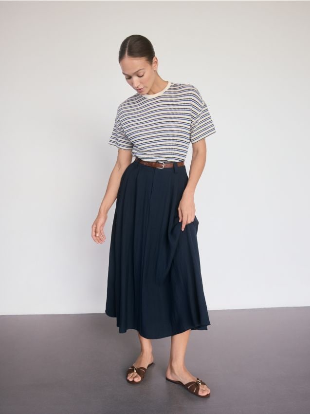 Linen blend midi skirt - RESERVED