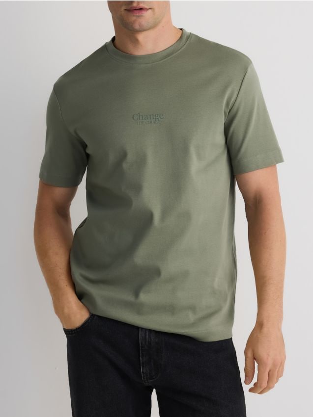 Reserved - Tricou regular fit din bumbac mercerizat - verde-pal Reserved - Tricou regular fit din bumbac mercerizat - verde-pal