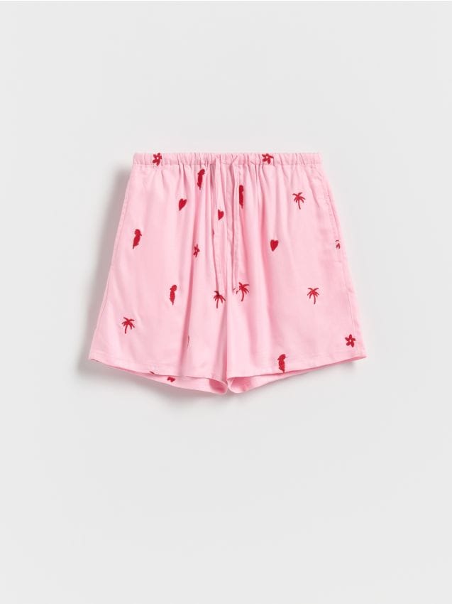 Viscose shorts with embroidery - RESERVED