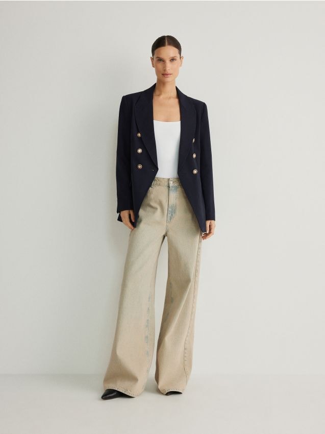 Viscose blend double-breasted blazer - RESERVED