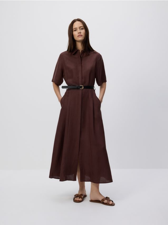 Midi dress with belt - RESERVED