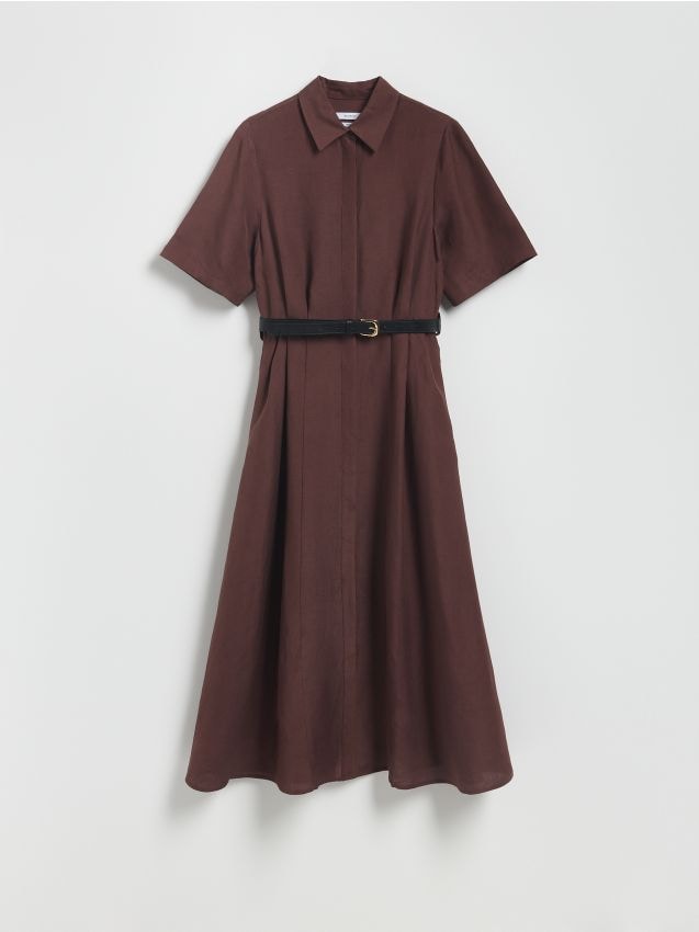 Robe midi en mélange de lin - RESERVED