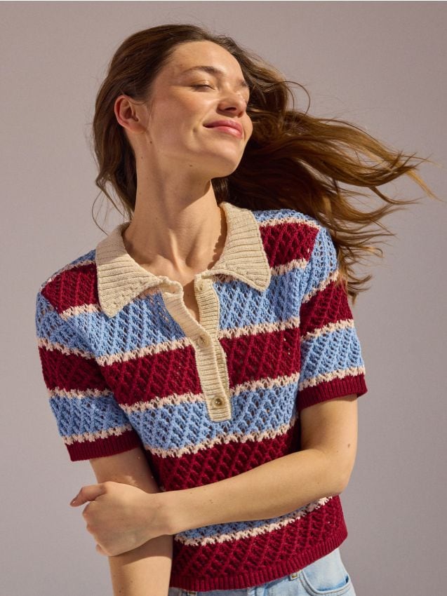 Polo style jersey blouse - RESERVED