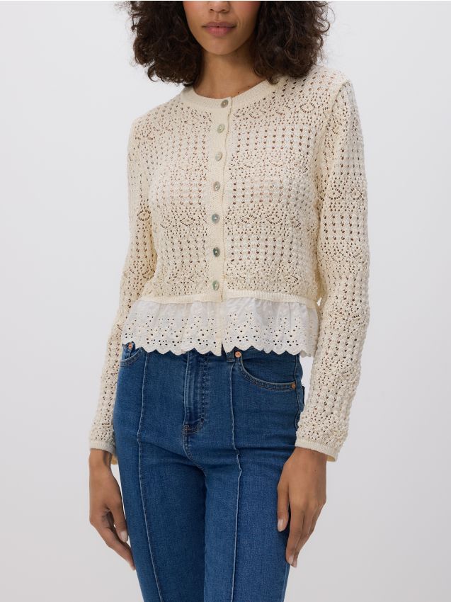 Reserved - Cardigan ajurat - nude