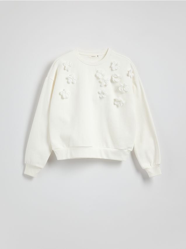 Sweatshirt i bomull med applikation - RESERVED
