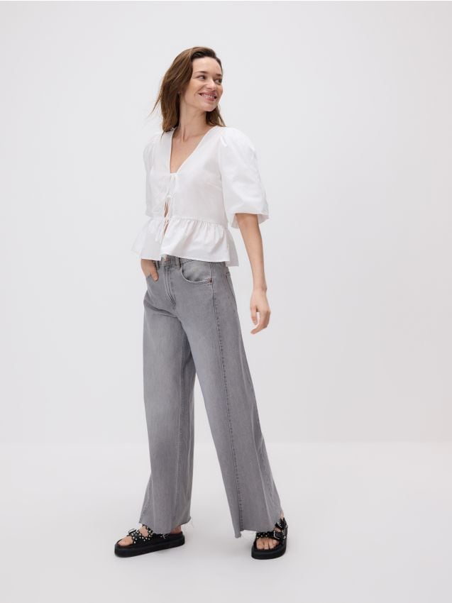 Tie blouse with peplum - RESERVED