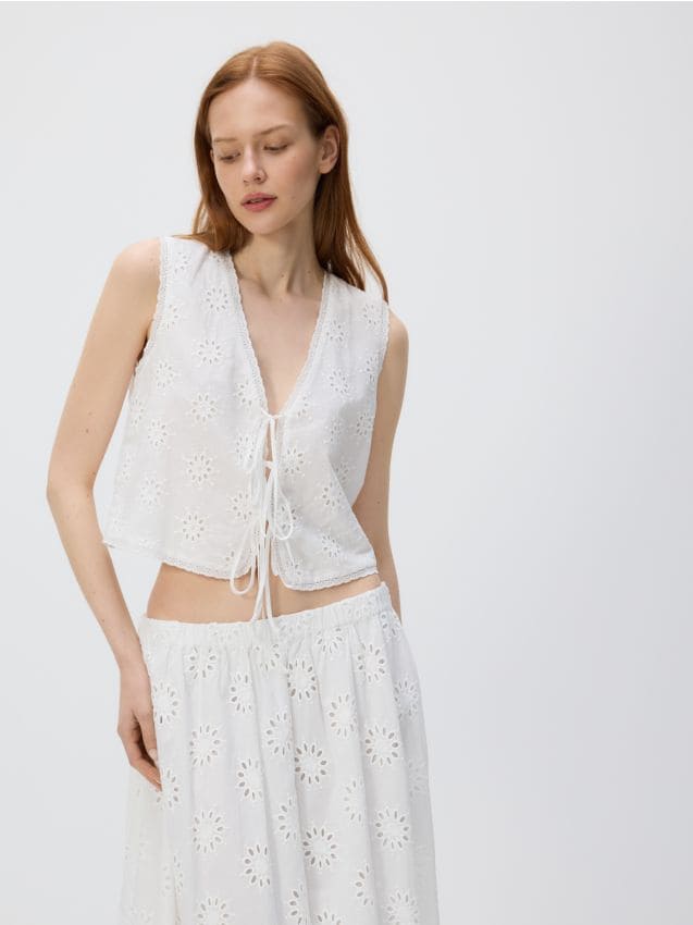 Cotton top with tie details - RESERVED