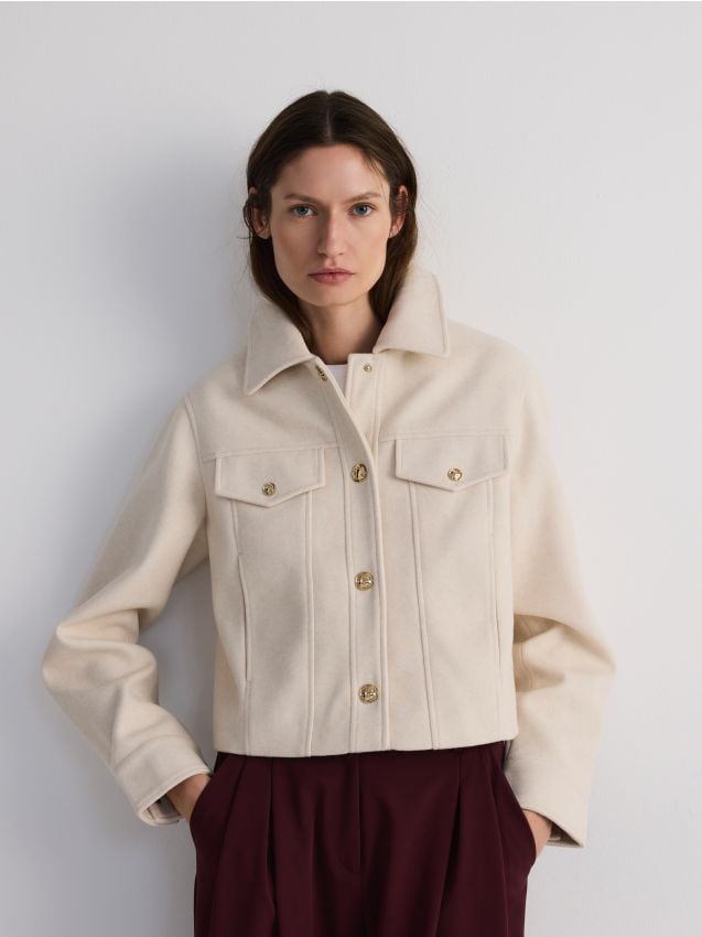 Fleece jacket with collar - RESERVED