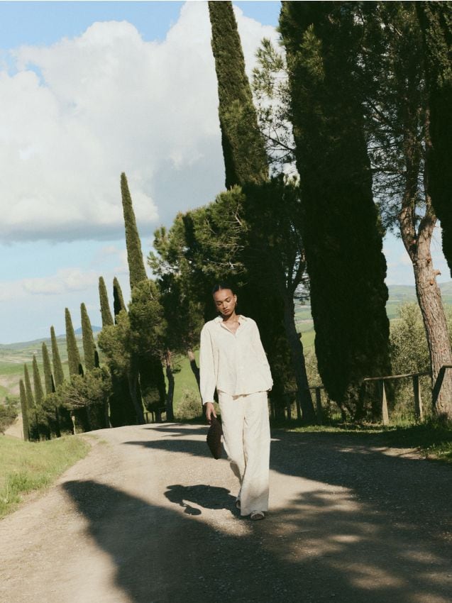 Linen rich wide leg trousers - RESERVED