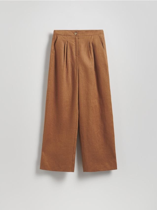 Linen trousers with pleats - RESERVED
