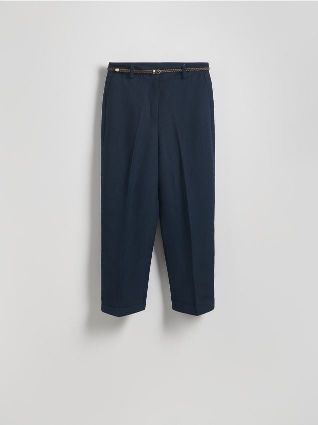 Pressed crease linen blend trousers - RESERVED