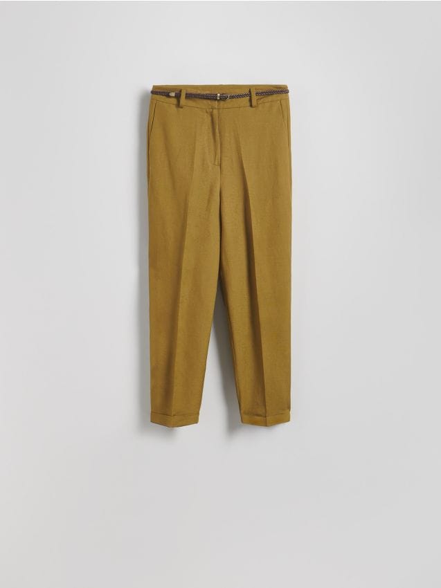 Pressed crease linen blend trousers - RESERVED