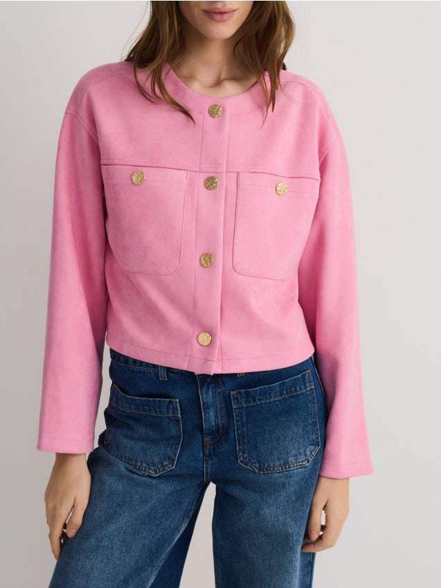 Faux suede cropped jacket - RESERVED