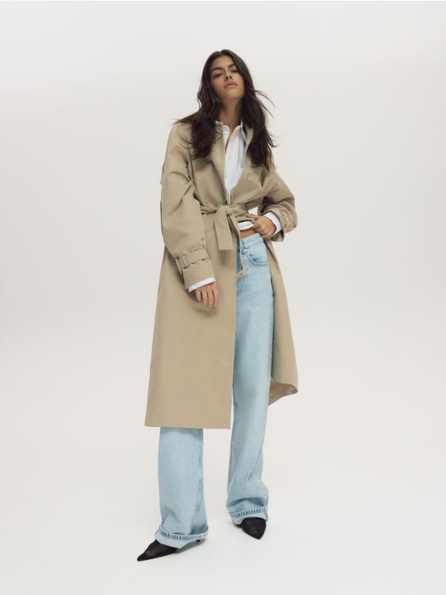 Oversized trench coat with belt - RESERVED