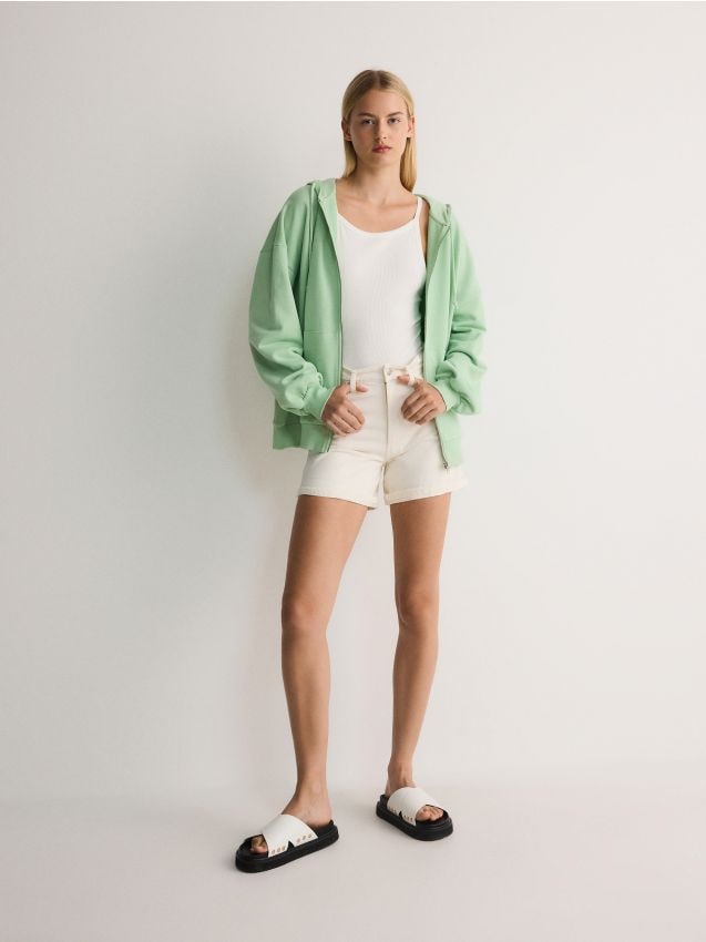 Reserved - hanorac oversized - verde-pal