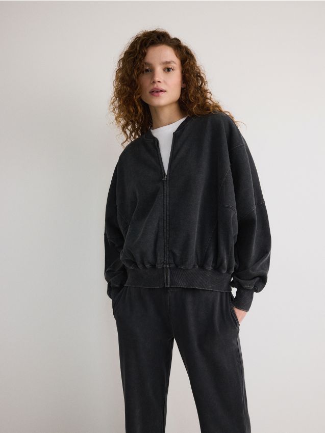 Reserved - ladies` jogging top - gri-închis