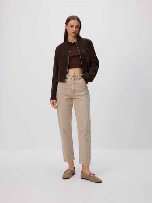 Faux suede cropped jacket - RESERVED