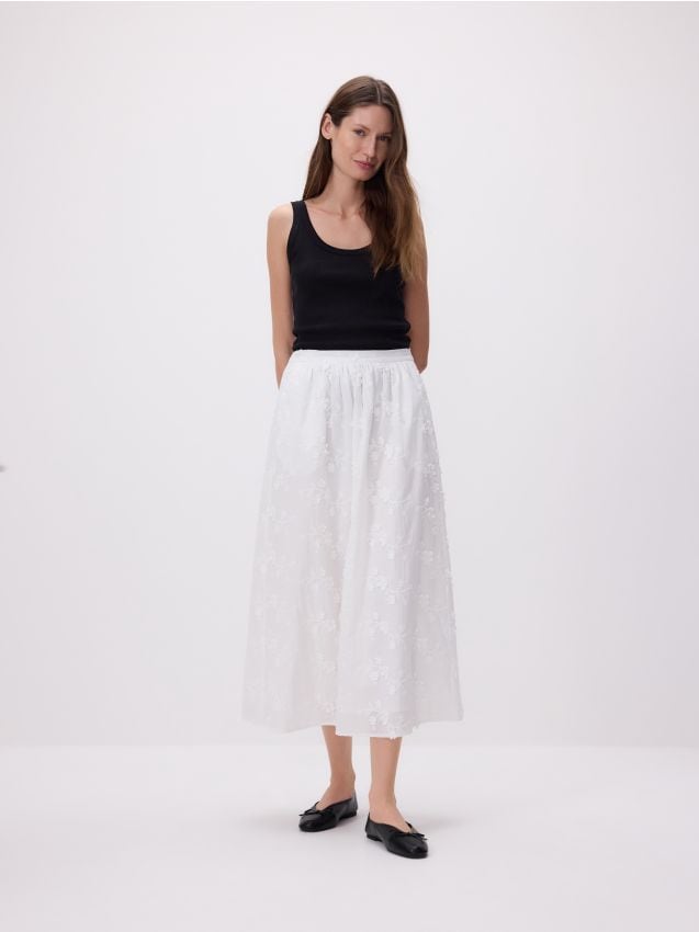 Midi skirt with embroidery - RESERVED