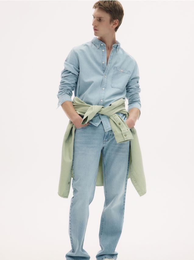 Straight jeans with wash effect - RESERVED