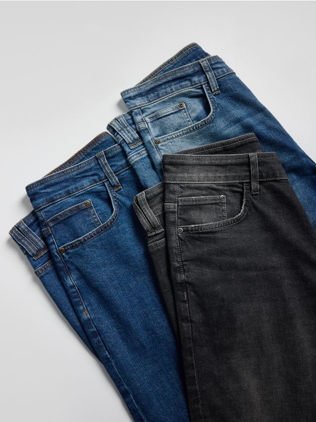 Straight jeans with wash effect - RESERVED