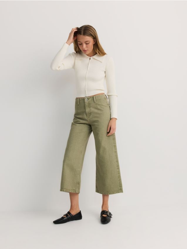 High waist jeans with wide legs - RESERVED