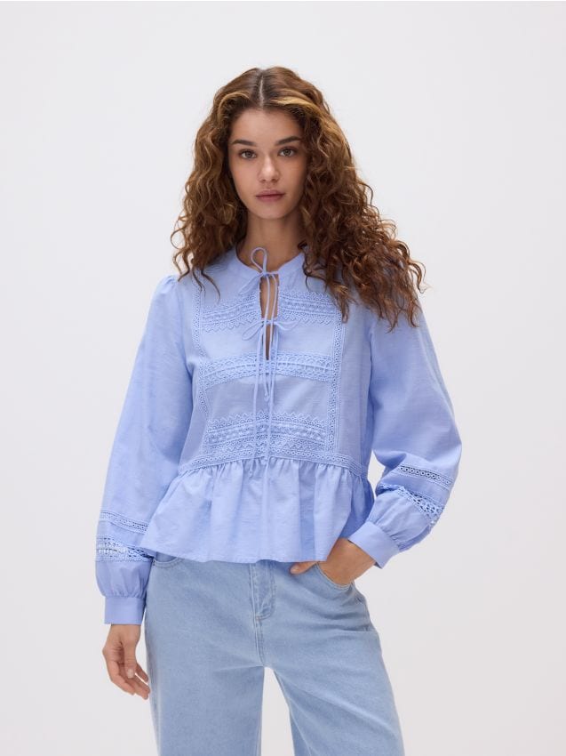 Cotton blouse with decorative embroidery - RESERVED