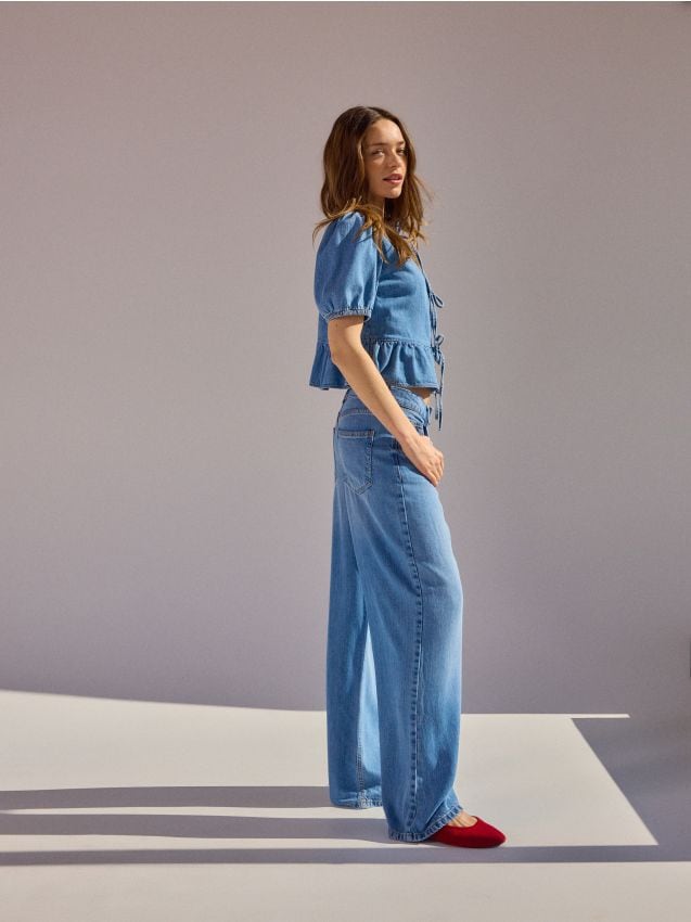 Wide leg lyocell jeans - RESERVED