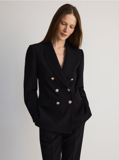 Double-breasted blazer with viscose blend